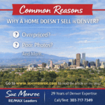 Real estate ad over Denver skyline