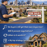 Home inspector beside Denver for-sale sign