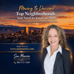 Smiling real estate agent with Denver skyline