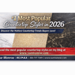 Countertop styles trend graphic for 2026
