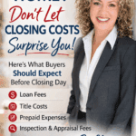 Smiling real estate agent with closing costs warning
