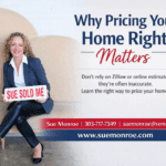 Smiling real estate agent holding sold sign
