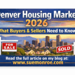 Denver skyline with for sale and sold signs